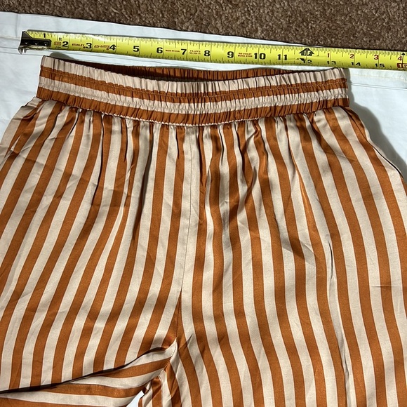 NEW L’AGENCE Lillian smock waist pant drapery satin siz XS honey/LT sand stripe - Picture 13 of 15